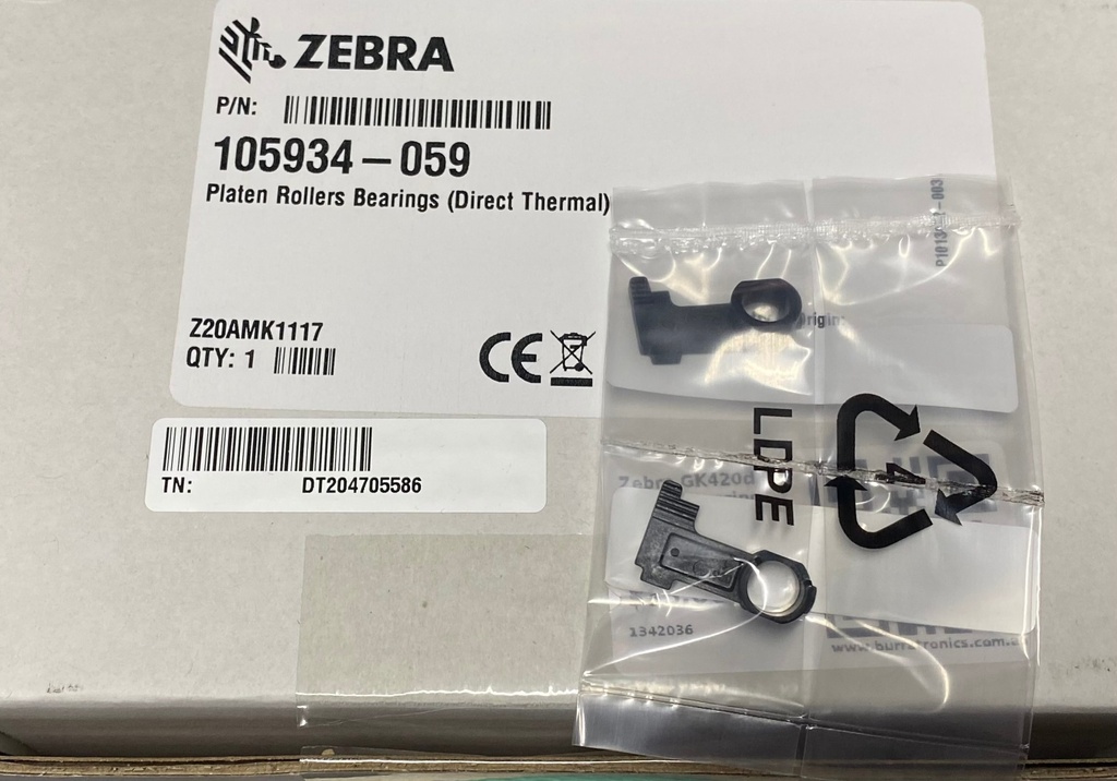 Zebra GK420d Platen Bearing Kit (L&R Roller Clips)