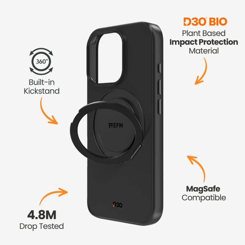 EFM Alta Case with D3O Bio suits iPhone 16 Pro Max - Black