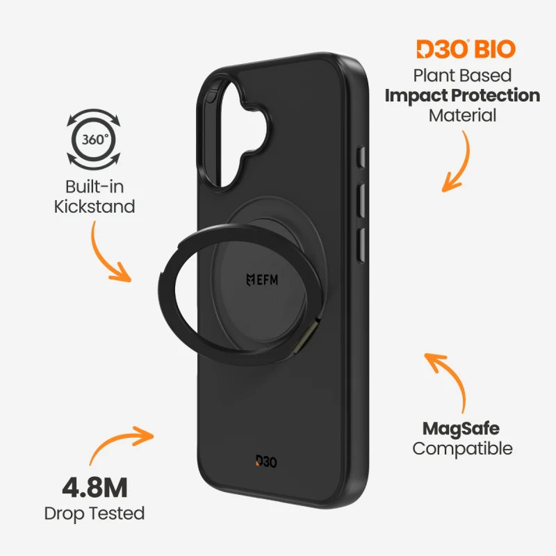EFM Alta Case with D3O Bio suits iPhone 16 Plus - Black