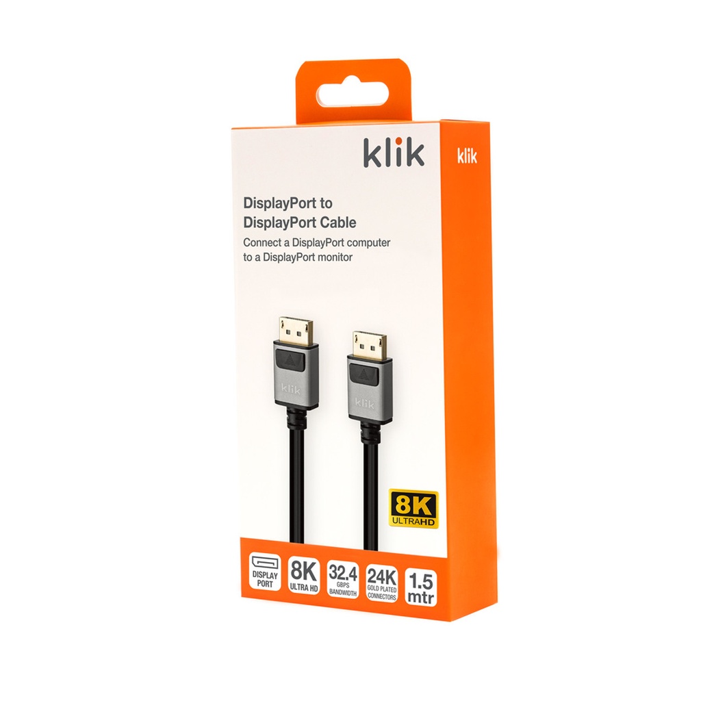 Klik 1.5m DisplayPort Male to DisplayPort Male Cable v1.4