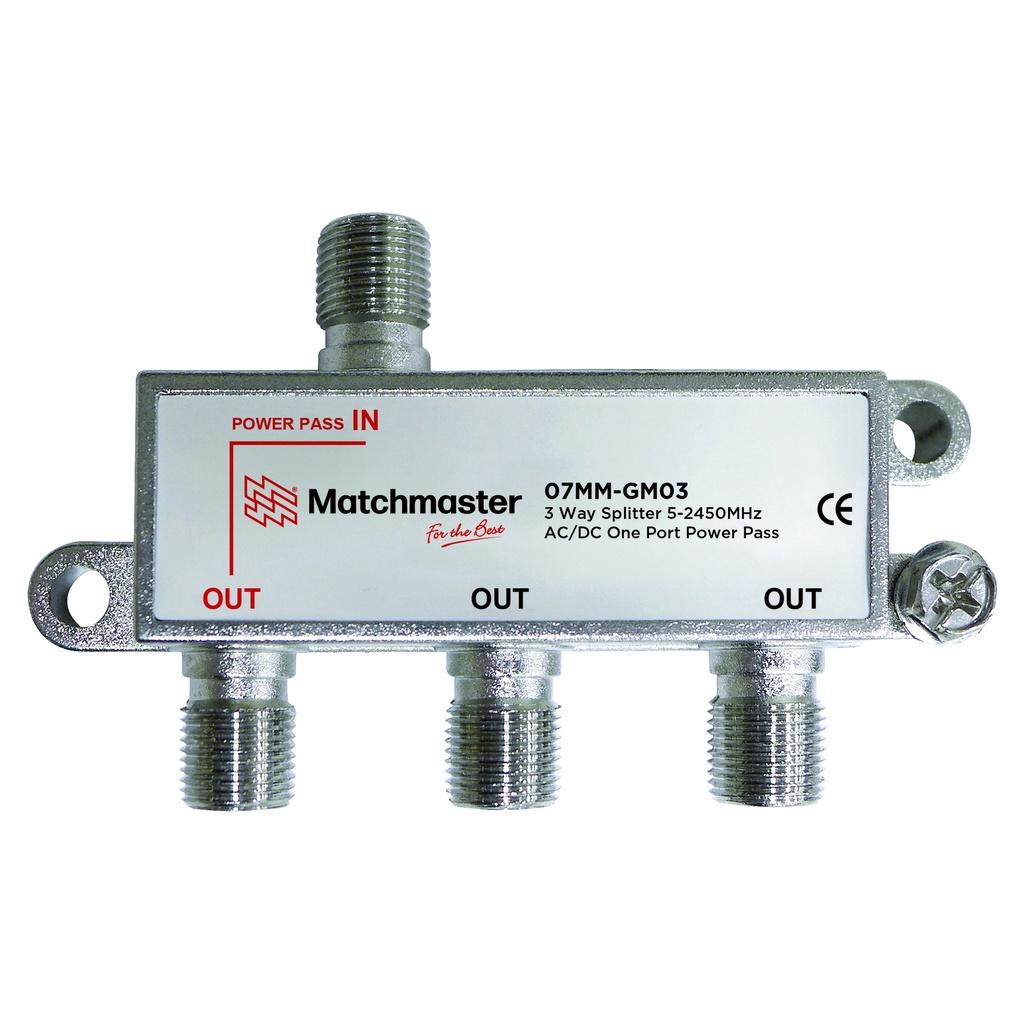 3 Way F-Type Splitter 5-2450MHz AC/DC Power Pass