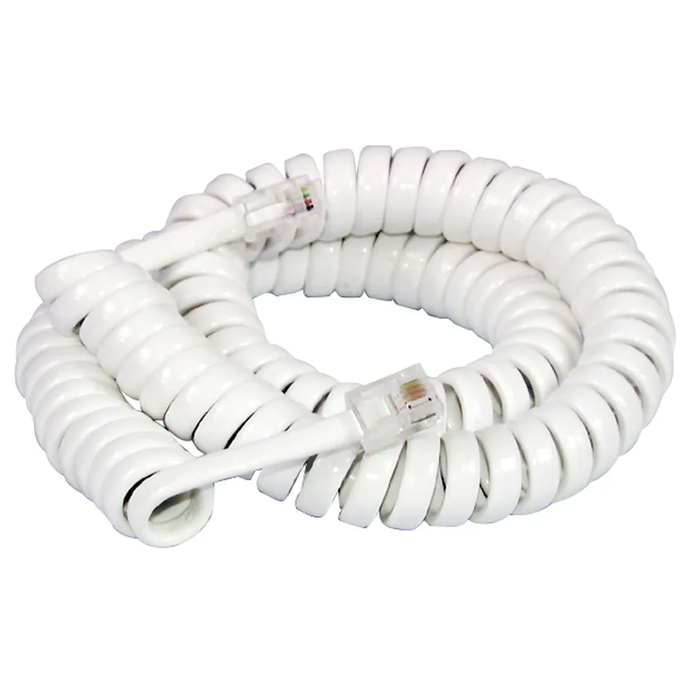 Replacement Handset Curly Cord 4P/4C 3m - White