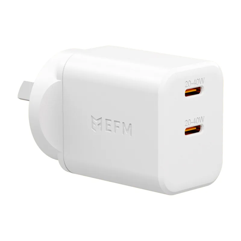 EFM ECO 40W Dual Port Wall Charger - White