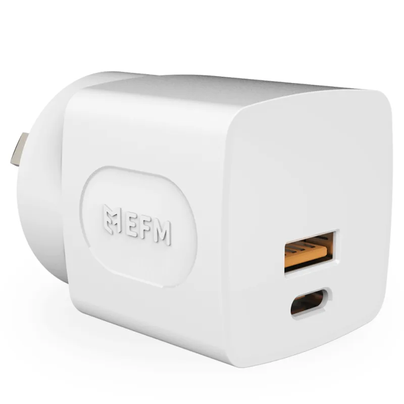EFM 30W Dual Port Wall Charger w/PD & PPS - White