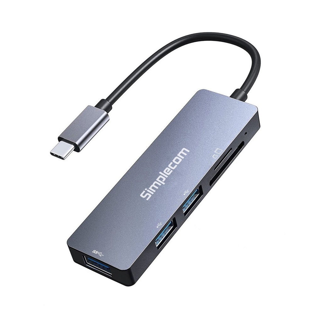 Simplecom USB-C 5-in-1 Multiport Adapter 3-Port USB-A Hub w/SD MicroSD Card Reader