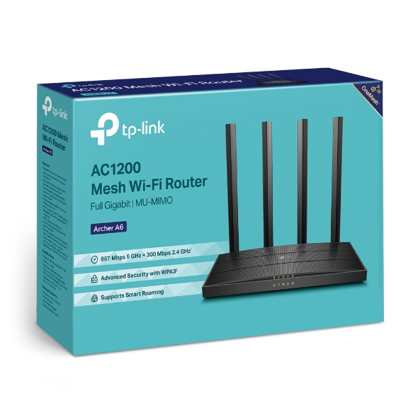 TP-Link Archer A6 AC1200 Wireless MU-MIMO Gigabit Router (OneMesh)