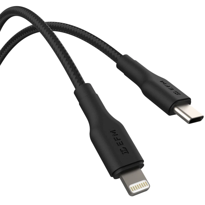 EFM USB-C to Lightning Braided 1M Cable - Black