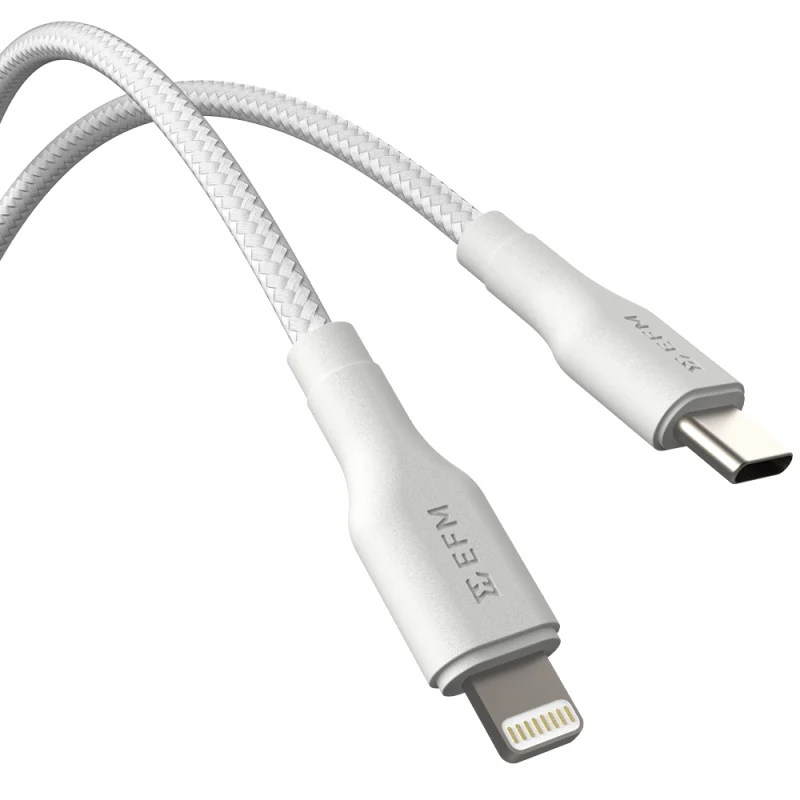 EFM USB-C to Lightning Braided 1M Cable - White