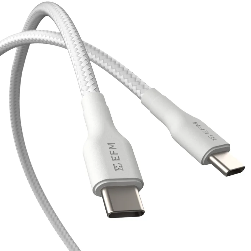 EFM USB-C to USB-C Braided 1M Cable - White