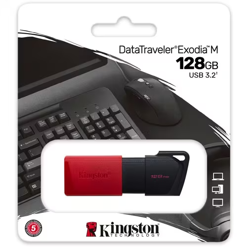 Kingston DataTraveler 128GB USB 3.2 (Gen 1) Type A USB Flash Drive - Red/Black