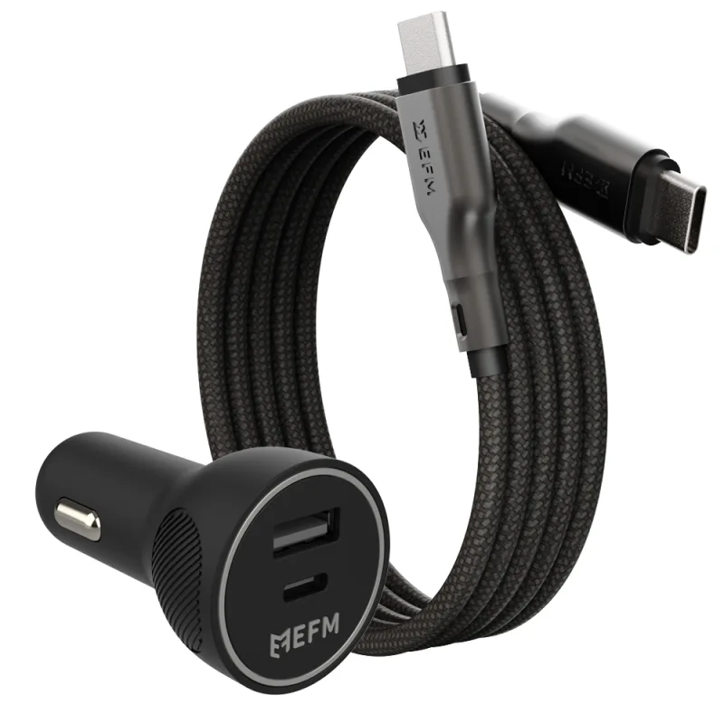 EFM 48W Car Charger With 1M Mag-Coil USB-C Cable