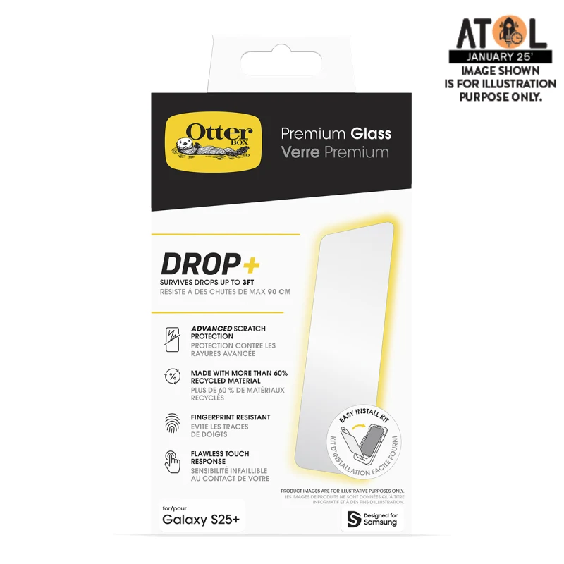 OtterBox Premium Glass Screen Protector suits Samsung Galaxy S25+ - Clear