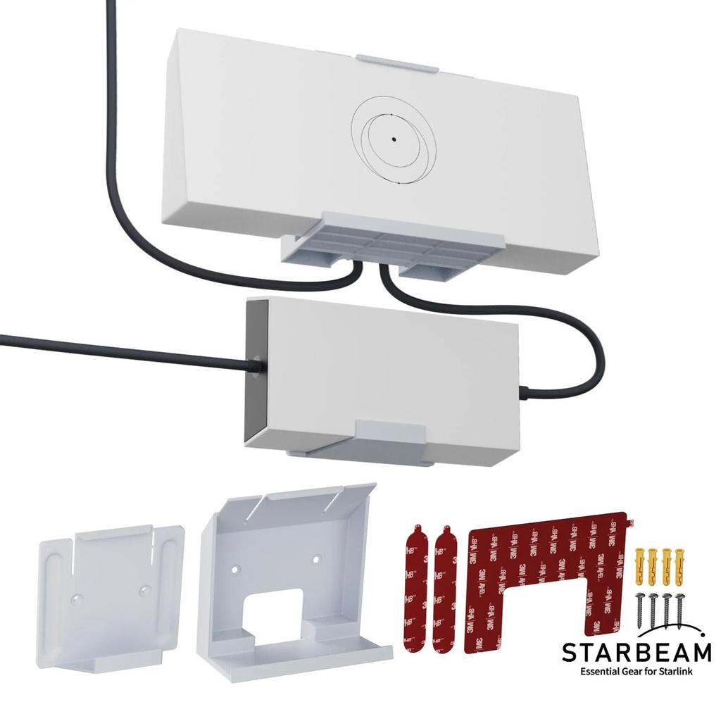 STARBEAM Starlink Gen 3 Router & Power Supply Wall Mount Kit - Adhesive Mount