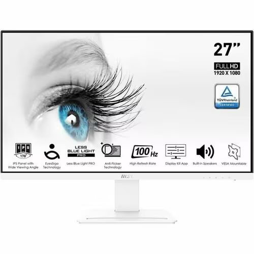 MSI 27" IPS FHD Monitor (DP, HDMI & VGA Input) - White