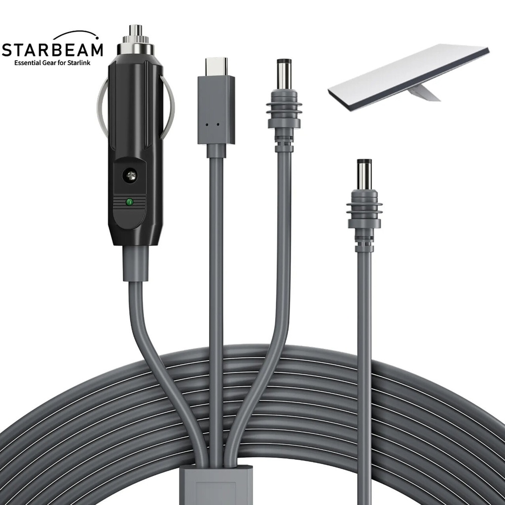 STARBEAM Starlink Mini 3-in-1 Car Charger + DC + USB-C 3m Power Cord