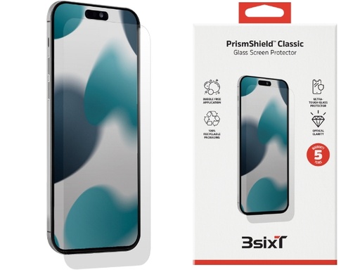[3S-2558] 3sixT Classic Glass Screen Protector suits iPhone 16/15/15 Pro *EOL*