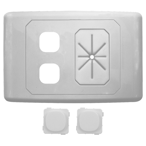 [05MM-WP62] 2 Way Outlet Plate w/Cable Management & 2 Blank Inserts