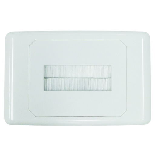[05MM-WP64] Outlet Plate with Brush Cover - White