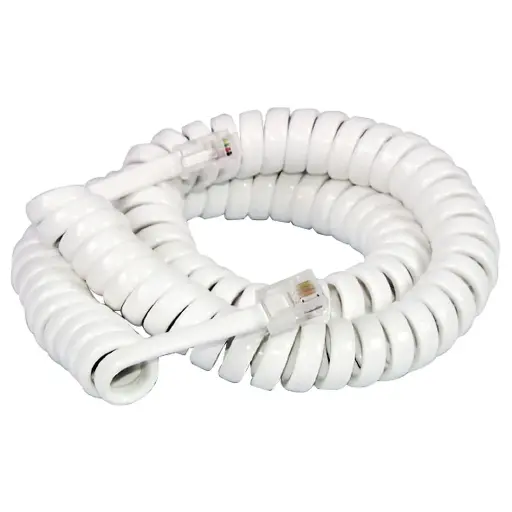 [YT6047] Replacement Handset Curly Cord 4P/4C 3m - White