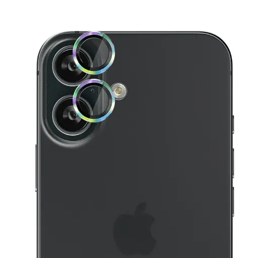 [EFSGCLAE609RBW] EFM Camera Lens Armour suits iPhone 16/16 Plus - Rainbow
