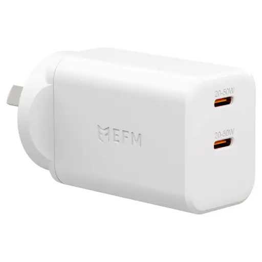 [EFPW50U932WHI] EFM ECO 50W Dual Port Wall Charger - White *EOL*
