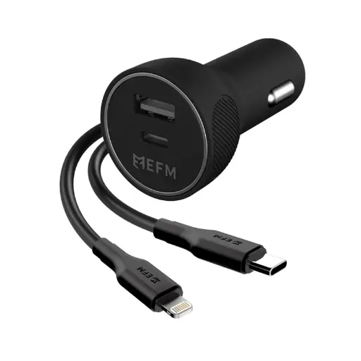 [EFPC30U938BLA] EFM 39W Dual Port Car Charger w/Type-C to Lightning Cable