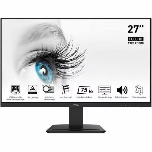 [PRO MP273A] MSI 27" IPS FHD 100Hz Monitor (DP, HDMI & VGA Input) - Black