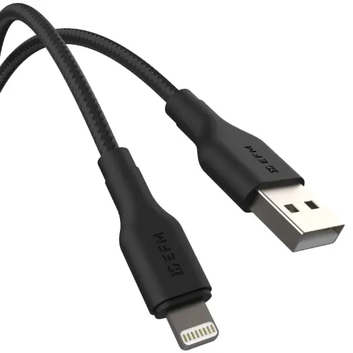 [EFCAS1U993BLA] EFM USB-A to Lightning Braided 1M Cable - Black