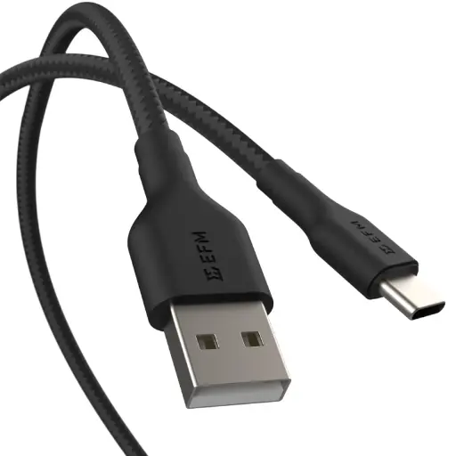 [EFCAS2U992BLA] EFM USB-A to USB-C Braided 2M Cable - Black