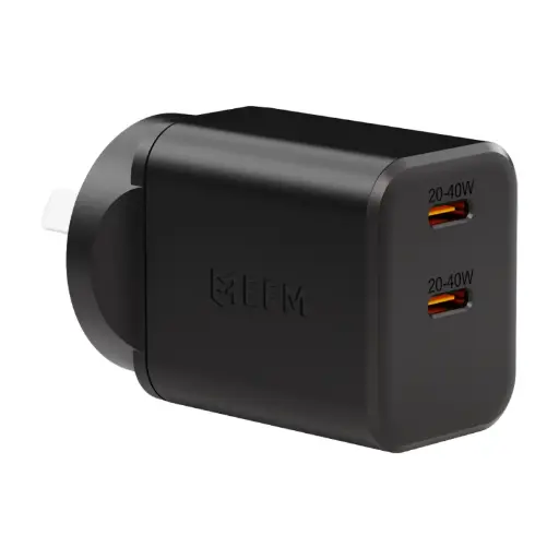 [EFPW40U932BLA] EFM ECO 40W Dual Port Wall Charger - Black