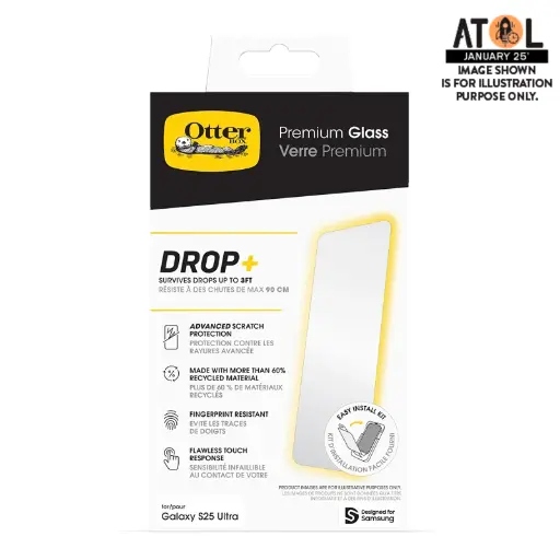 [77-97844] OtterBox Premium Glass Screen Protector suits Samsung Galaxy S25 Ultra - Clear
