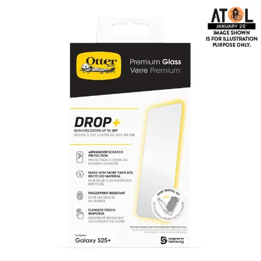 [77-97842] OtterBox Premium Glass Screen Protector suits Samsung Galaxy S25+ - Clear