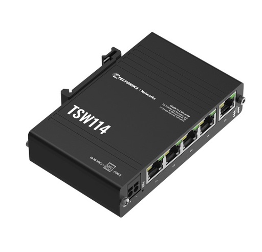 [TSW11400B000] Teltonika 5 Port (Non-POE) Gigabit DIN Rail Ethernet Switch (No PSU)
