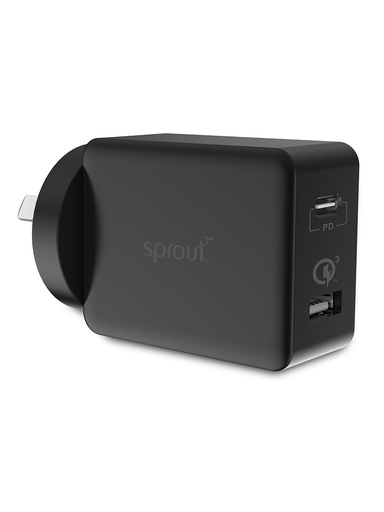 [100249054] Sprout AC Charger Dual Port 30W - Black