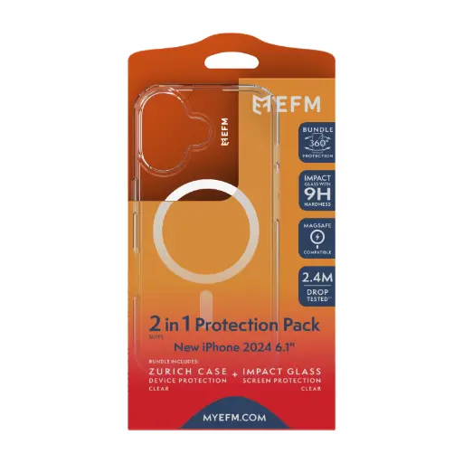 [EFCZBCS609CLE] EFM Zurich MagSafe + Screen Protector Bundle suits iPhone 16 - Clear