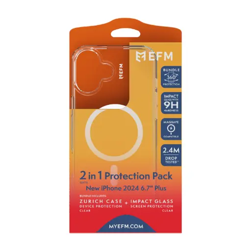 [EFCZBCS610CLE] EFM Zurich MagSafe + Screen Protector Bundle suits iPhone 16 Plus - Clear