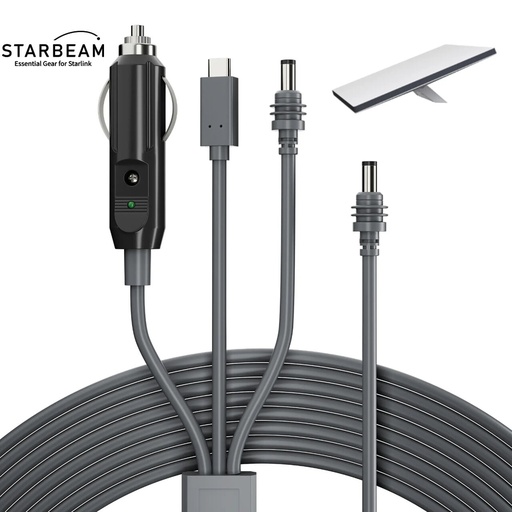 [SAT-SB-00101] STARBEAM Starlink Mini 3-in-1 Car Charger + DC + USB-C 3m Power Cord